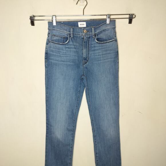 Hudson Blair High Rise Straight Crop Jeans Cuffed Stretch Denim - Picture 2 of 11